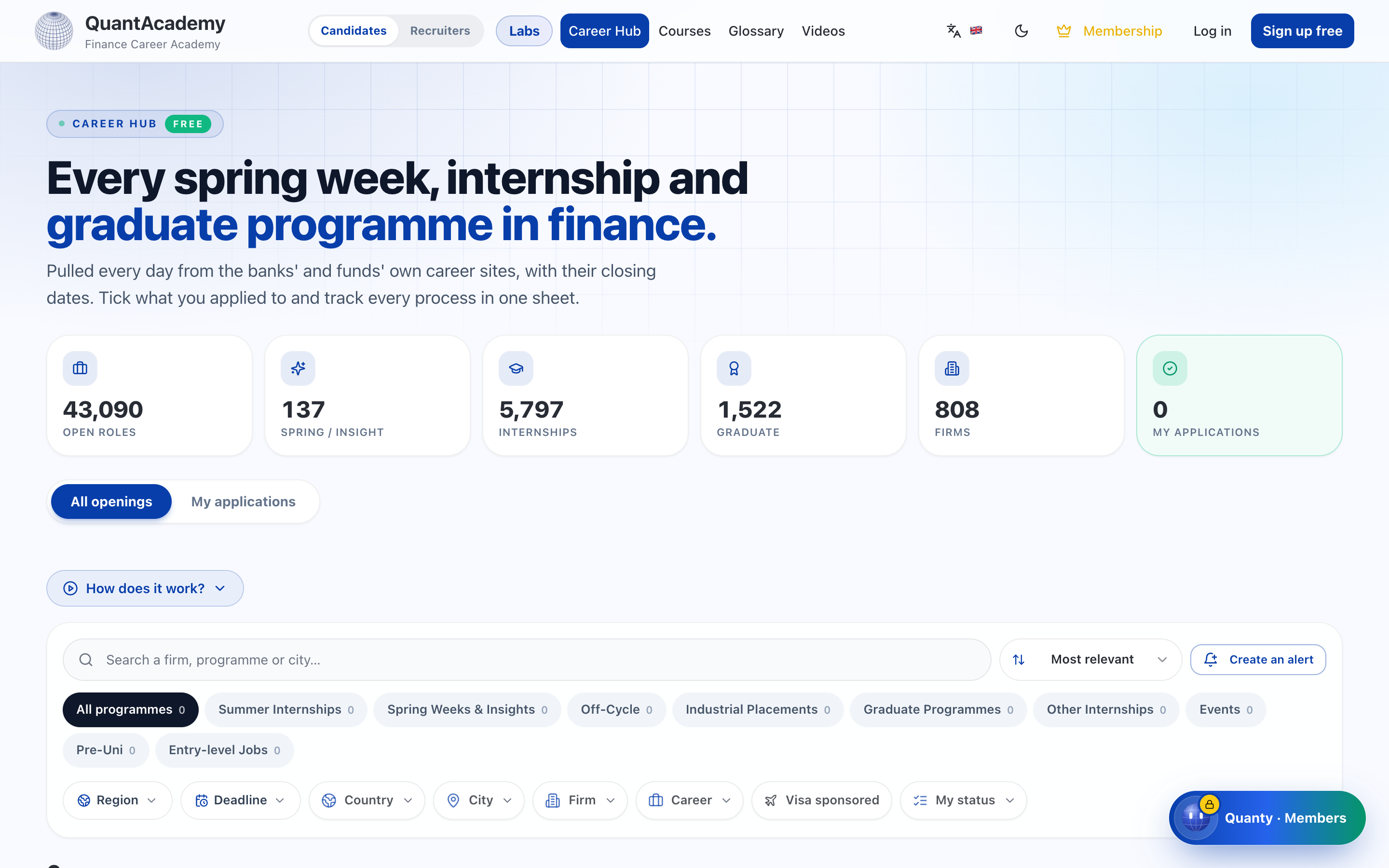 The Career Hub and its live counters